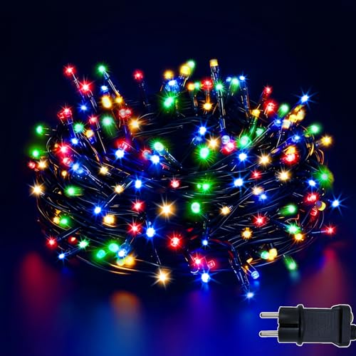 ZCLIKEU LED Lichterkette Außen 10m 100LED mit Stecker, 8 Modi IP44 Wasserdicht Lichterkette Outdoor mit Timer Speicherfunktion für Außen Innen...