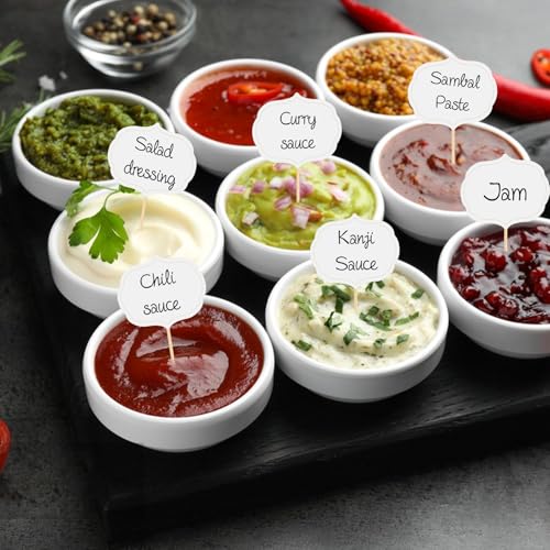 56 Pieces Cheese Markers for Charcuterie Board Food Labels for Party Buffet Blank Toothpick Flags Chalkboard Cupcake Toppers Picks for Wedding Birthday Party Decor, White
