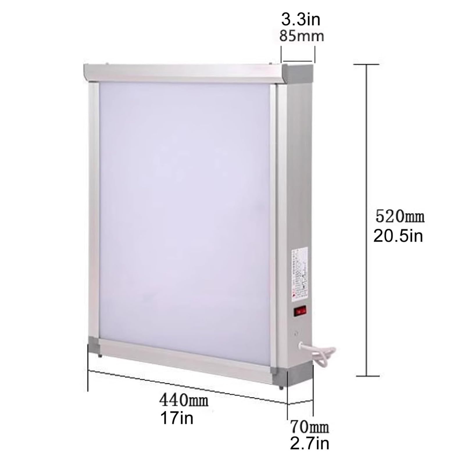Generico Lettore di Lastre a Raggi X, Scatola Luminosa con Pannello LED per Raggi X con Staffa, per Uso Medico e Dentale, Senza Ombre,44x7x52cm