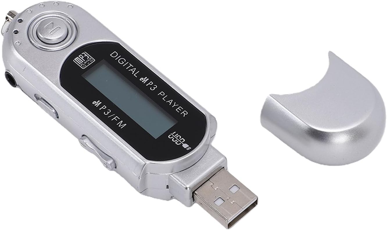 USB MP3 Player, Portable Digital Music Player with LCD Display, Supports MP3 WMA Formats and Auto Shutdown for Students Kids (Silver)