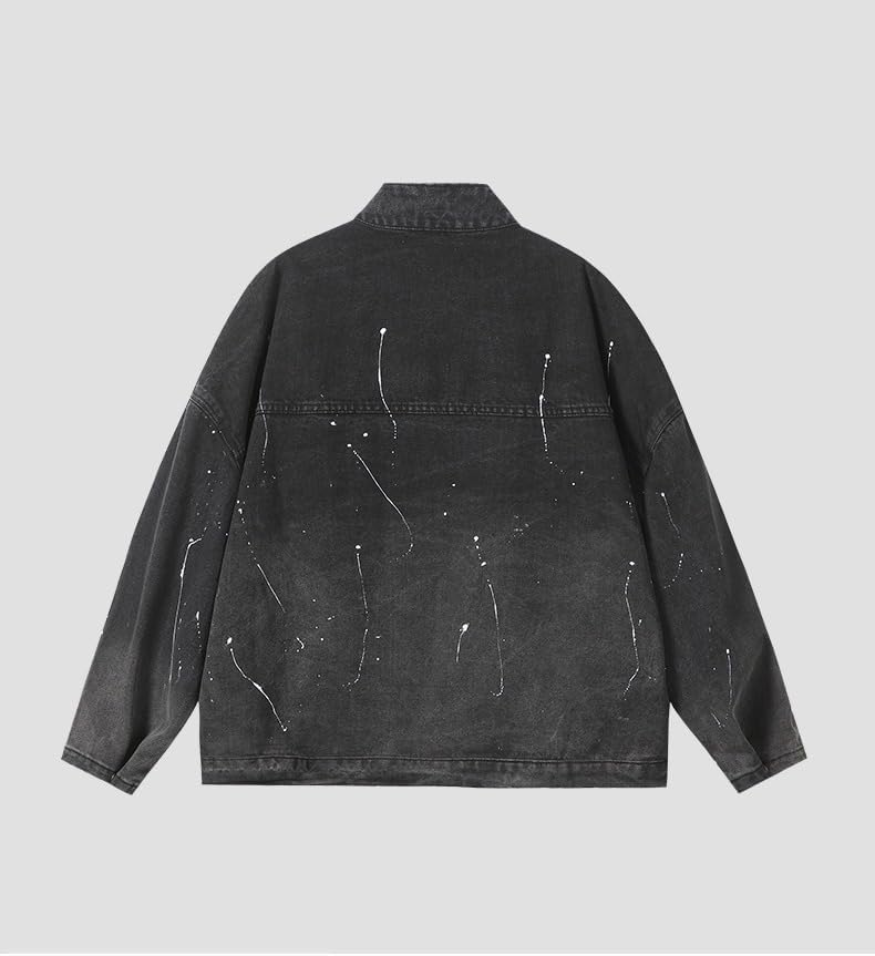 Men's Denim Jacket Casual Loose Stand Collar Long Sleeve Commute Home Weekend Top Coat