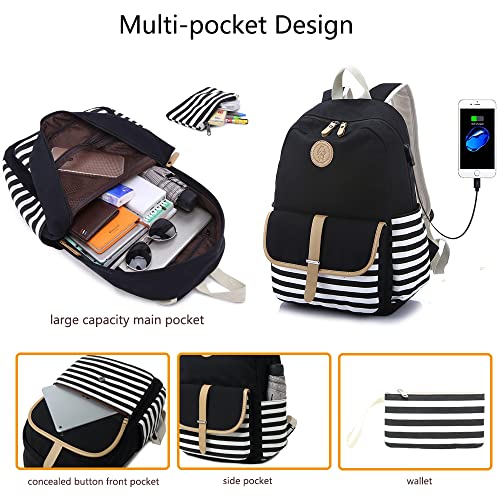 Lmeison Cute Backpack For Teen Girls, Lightweight Kids Bookbag Black School Bag For Elementary School Middle School, 15.6In Laptop Backpack Anti Theft Travel Daypack For Women Teen Teenage #TOP2