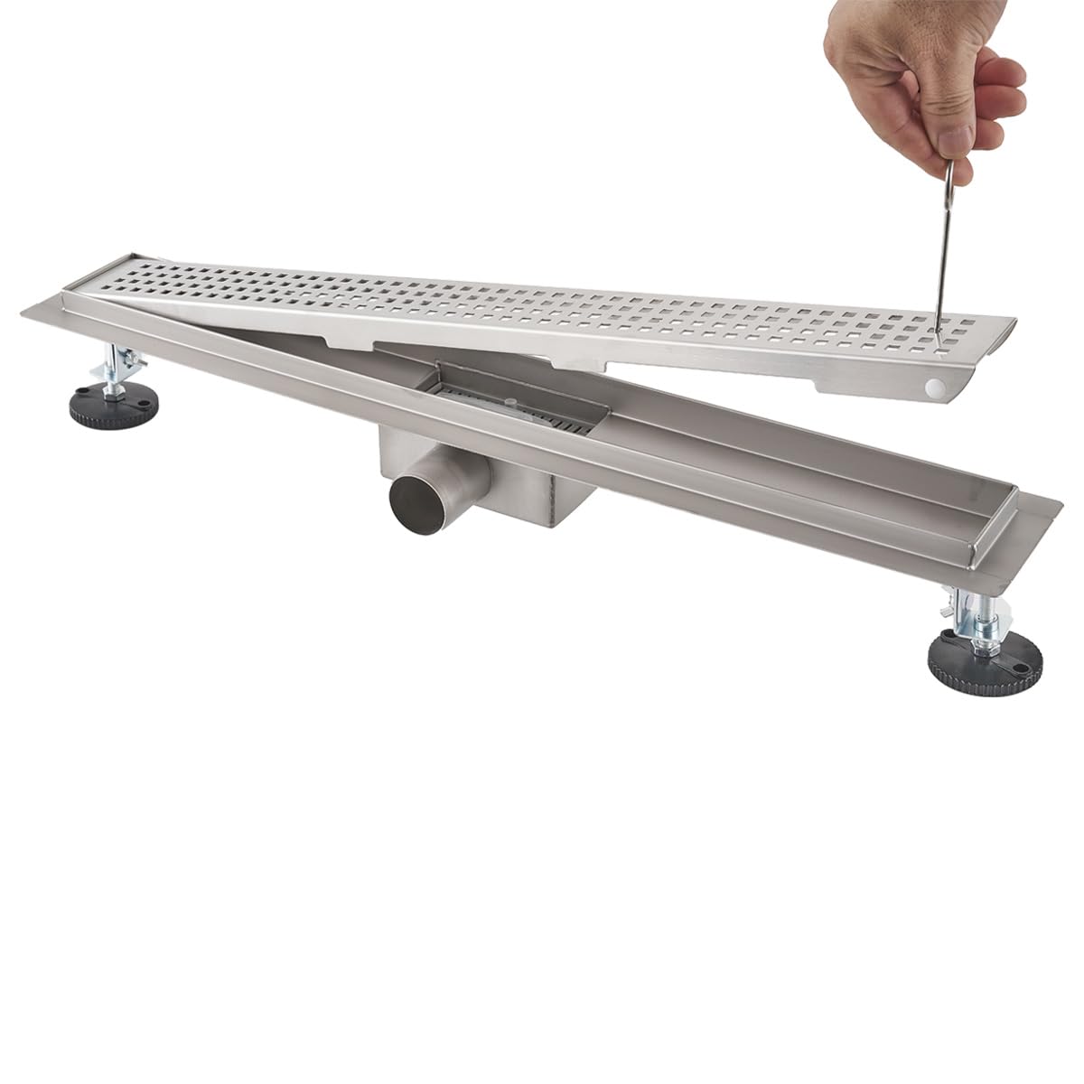 Caniveau de Douche 90cm Vidange en Acier Inoxydable avec Filtre, Conception Anti-Odeur