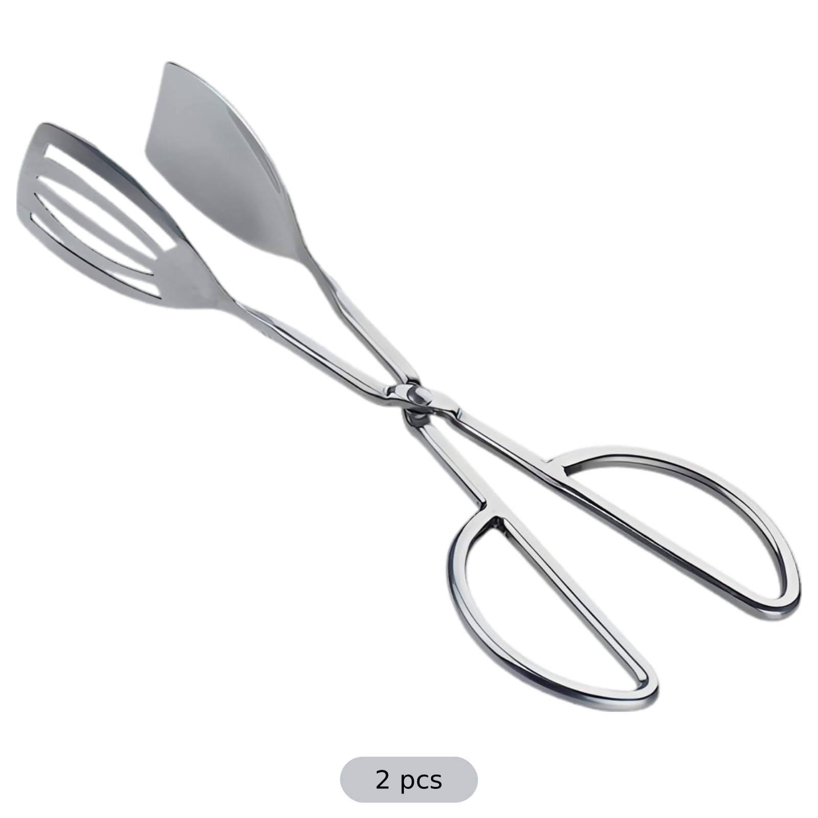 2 pinze da portata in acciaio inox per alimenti, 26 cm, manico a forbice per buffet, con testa a cucchiaio, funzionamento con una sola mano, morsetto aperto, design scanalato, pinze da cucina per uso