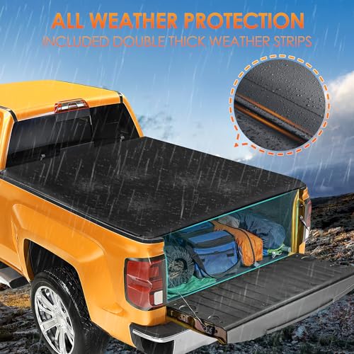 Image of Nilight Soft Roll Up Truck Bed Tonneau Cover Compatible with Chevy Silverado 1500 / GMC Sierra 1500 2014 2015 2016 2017 2018 6.6ft