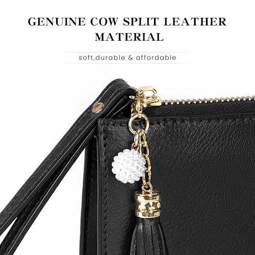 befen genuine leather wristlet clutch for women ultra-slim ladies credit card holder wallet purses with rfid protection