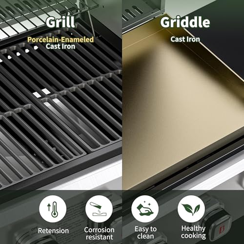 Image of Brand-Man 6-Burner Propane Gas Grill Griddle Combo 2-in-1 Outdoor BBQ Grill