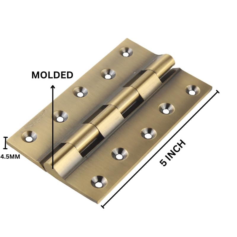 Image of Super Brass Hinges 5 inch | 5 inch x 1.1 /4 x 3 /16 Brass Antique Railway Smooth Hinges (Soft Close) (Pack of 3)