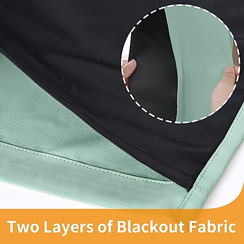Image of YoungsTex Sage Green 100% Blackout Curtains for Bedroom 63 Inch Length, Double Layer Full Room Darkening Thermal Insulated Black Out Drapes for Living Room Privacy, 2 Panels, 42 X 63 Inch