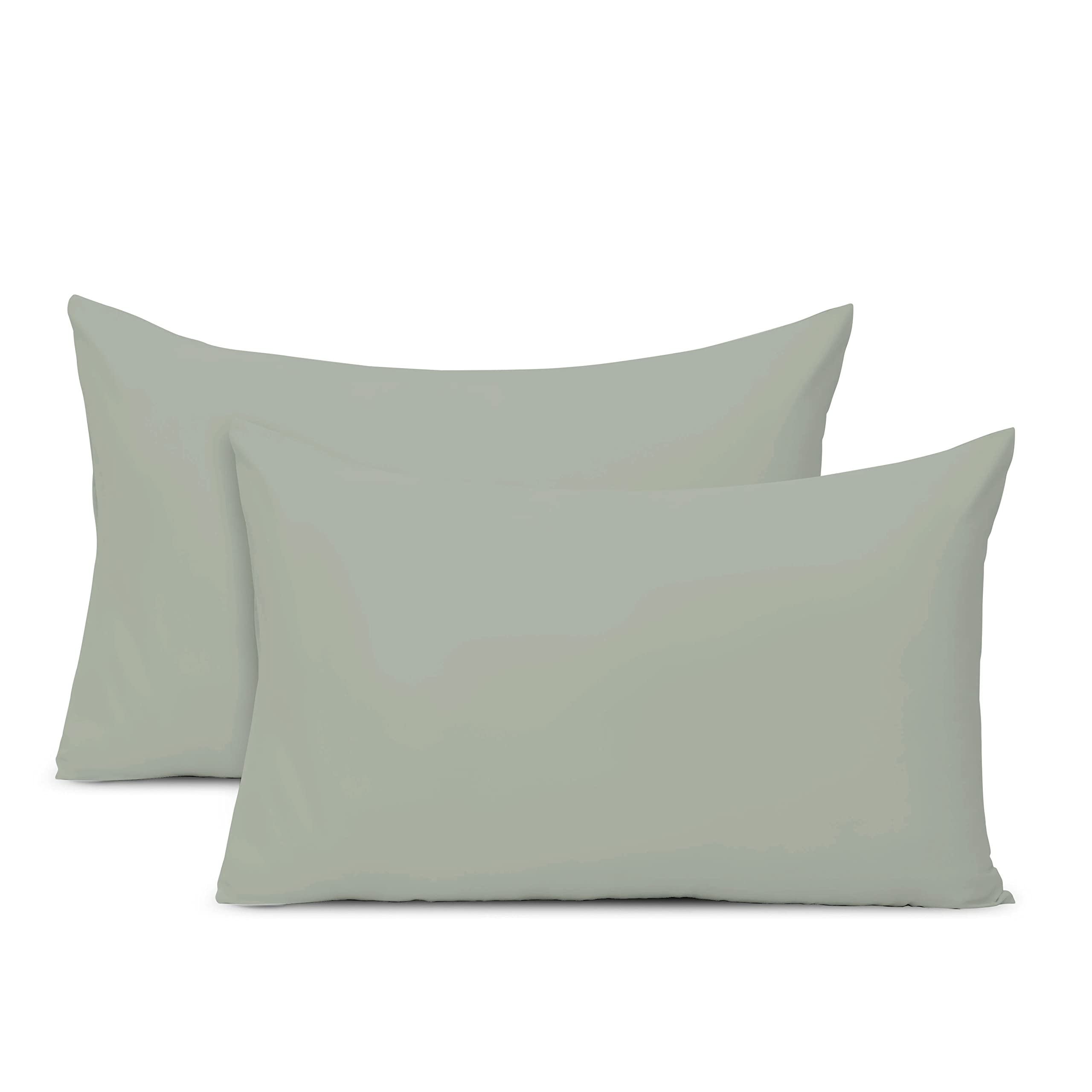 Pizuna Sea Foam Cotton Percale Housewife Pillowcases 2 Pack Seafoam Sage 48X74cm, 100% Long Staple Combed Cotton Pillow Cover, Percale Weave Housewife Pillow Cases (Cotton Pillow Cases 2 Pack)