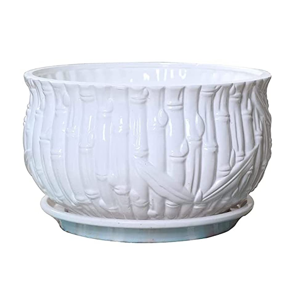 DFGHNBVC White Planter Pots For Plants Indoor - 9.5 Inch Ceramic Vintage-Style Textured Flower Pot With Drainage Hole For Modern Home Decor,18cm