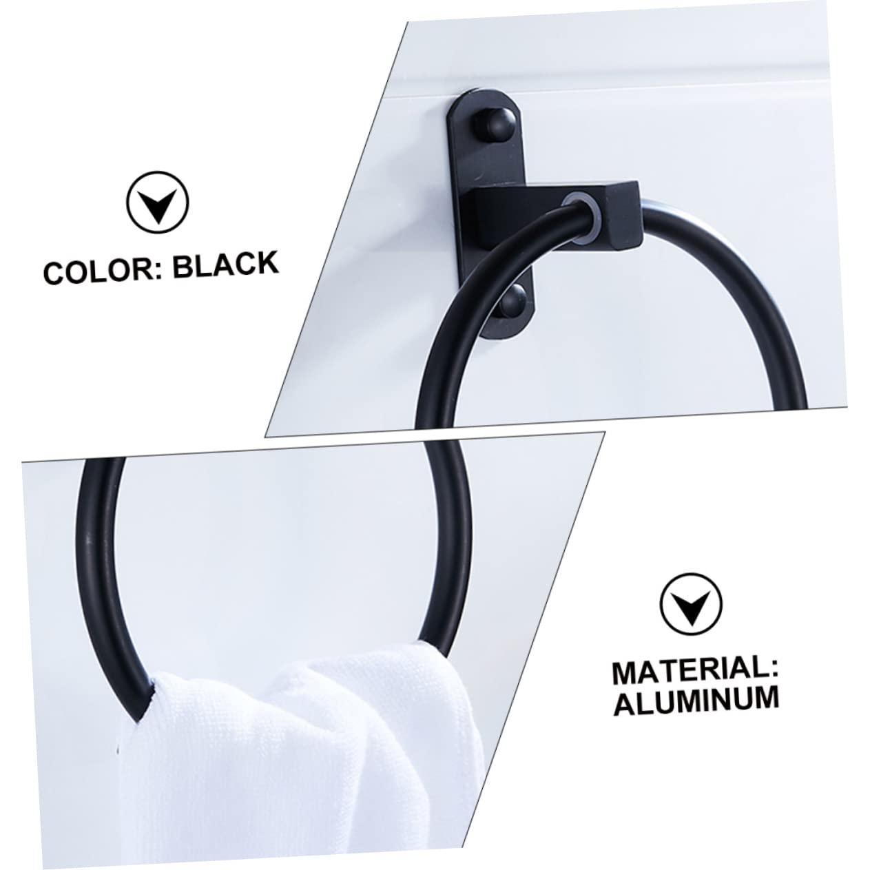 OSALADI 2piezas Toallero De De Aluminio Negro Anillo De Toalla Redondo Sin Perforación Instalación para Baño y Cocina