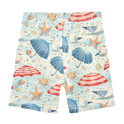 Beach Umbrella and Starfish Girls Shorts Elastic Waist Sports Shorts Girls Leggings Pants for 4-10 Years2