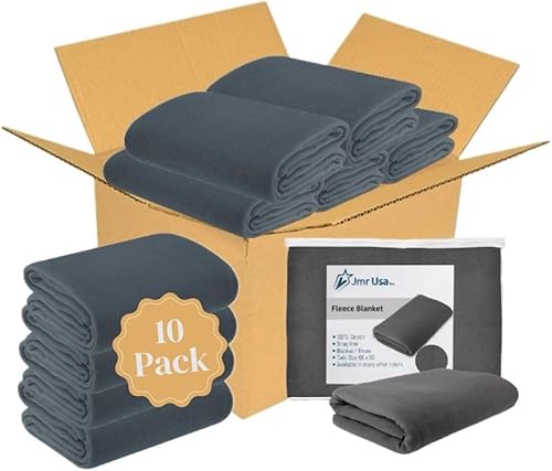 JMR - Paquete de 10 mantas de forro polar para cama, sofá, 50 x 60 pulgadas, estándar, manta de microfibra ultrasuave y cálida para uso en el hogar