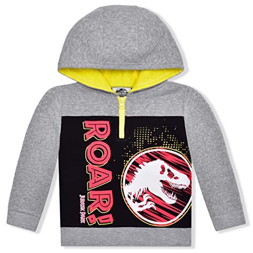 Jurassic Park Boys Half Zip up Hoodie for Toddlers and Big Kids – Grey