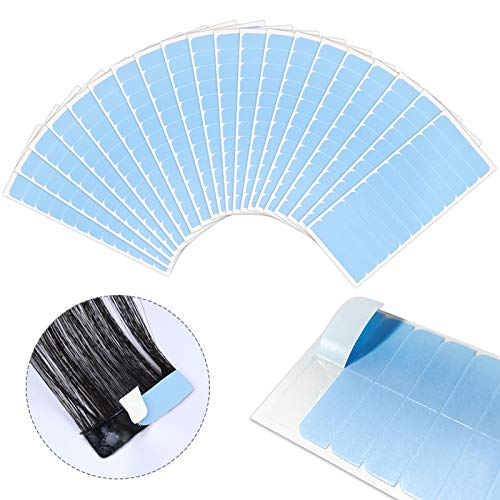 EBANKU 240 Stücke Ersatztapes für Tape In Hair Extensions Ersatztapes Klebestreifen Hohe Klebekraft Haar Klebeband für Haarverlängerungen Haareinschlag (Blau) Cover