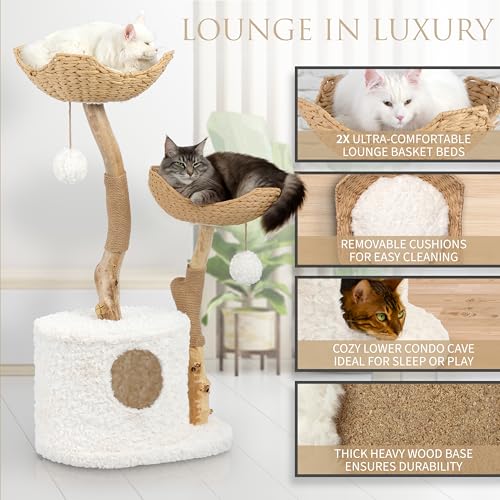 Torre para gatos COZY & FETCH con poste para rascar de madera miniatura 3