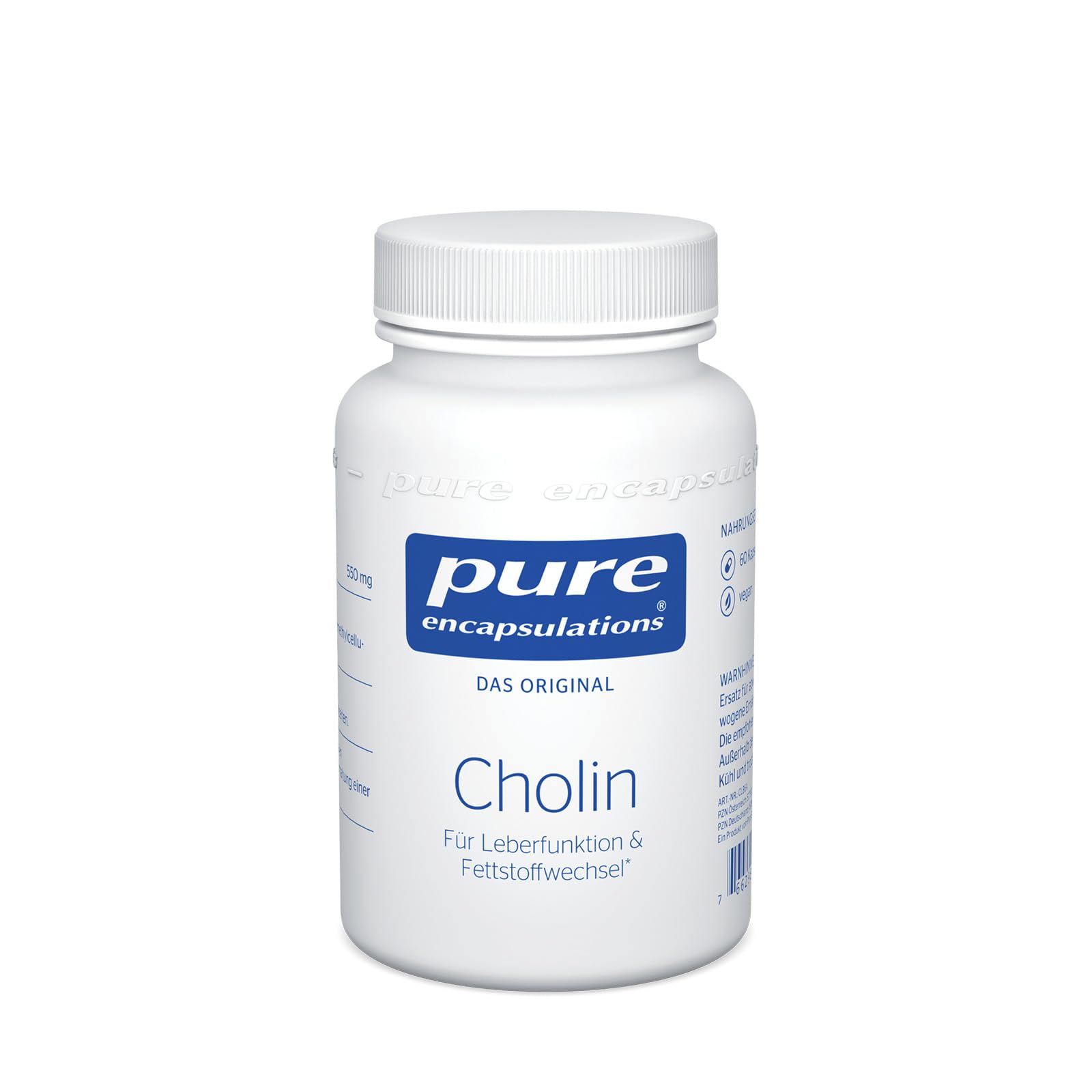 Pure Encapsulations - Cholin - Für Leberfunktion & Fettstoffwechsel - Nahrungsergänzungsmittel mit hochdosiertem Cholin - 60 vegane Kapseln
