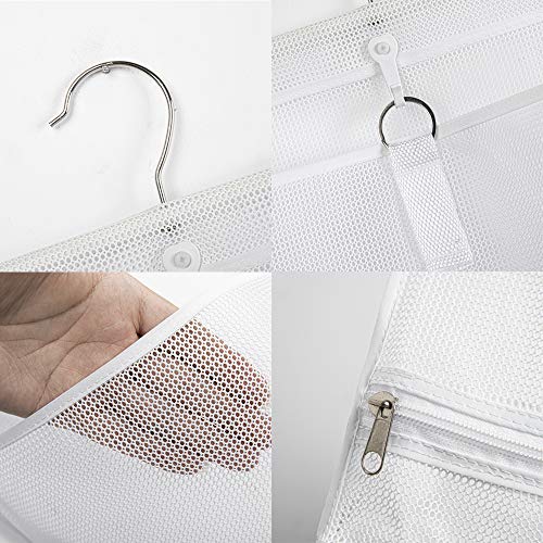 ALYER Hanging Semi Round Storage Mesh Bag,Collapsible Laundry Hamper Basket with Durable Hanger (White) by ALYER - Image 2