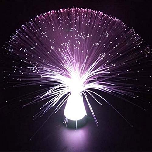 Hankyky Fiber Optic Lamp, Fountain Night Light LED 7 Color Changing Battery-Operated Crystal Base Mood Novelty Nightlight Light for Wedding Christmas Party Holiday