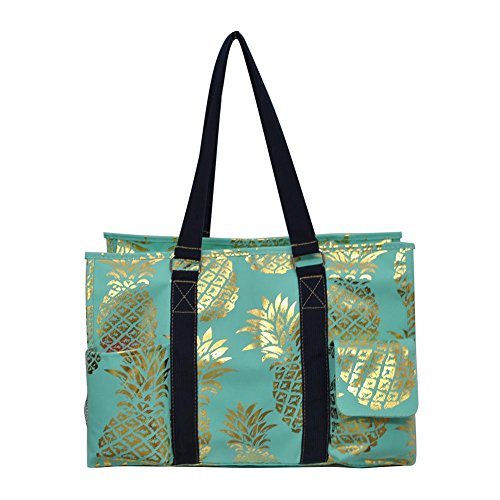 NGIL All Purpose Organizer Medium Utility Tote Bag 2018 Spring Collection (Gold Southern Pineapple Mint)
