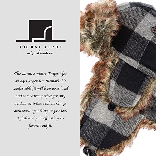 Image of Faux Fur Safety Reflective Aviator Trapper Hat Snow Ski Trooper Winter Cap