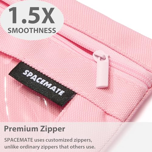 Image of SPACEMATE 2 Pack Pencil Pouch for 3 Ring Binder, Clear 3-Hole Zipper Case