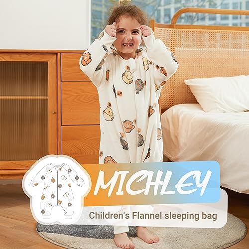 Image of MICHLEY Baby Sleeping Bag Sack with Legs Long Sleeve Wearable Pajamas | wearable blanket toddler baby, 9 Months-6T, Animal Designs, Flannel, Machine Wash