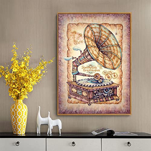 Peinture toile art phonographe rétro KEBIA poster vintage salon 70x100 cm