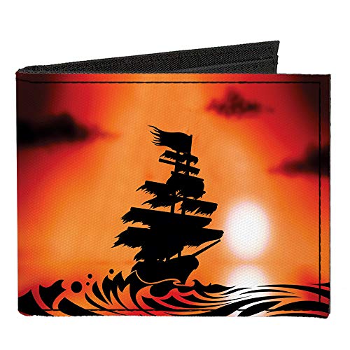 Buckle-Down Men's Standard Canvas Bifold Wallet Pirate Ship, 4.0