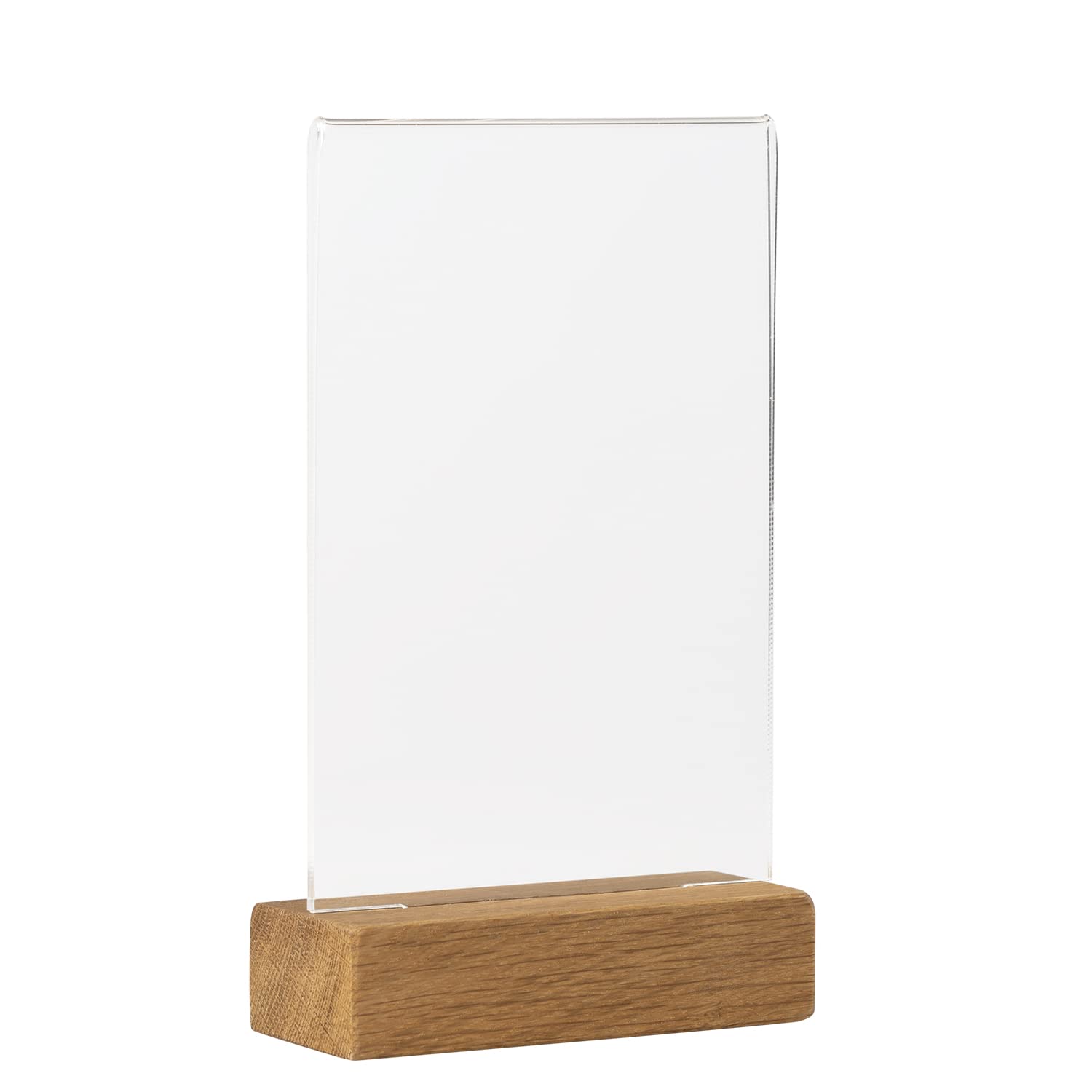 Europel Sign Holder A6 Portrait Durable FSC Certified Oakwood Base Double Sided