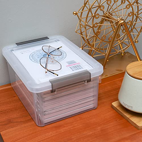 Image of Citylife 4 Packs Small Storage Bins with Lids 3.2 QT Plastic Storage Containers for Organizing Stackable Clear Storage Boxes