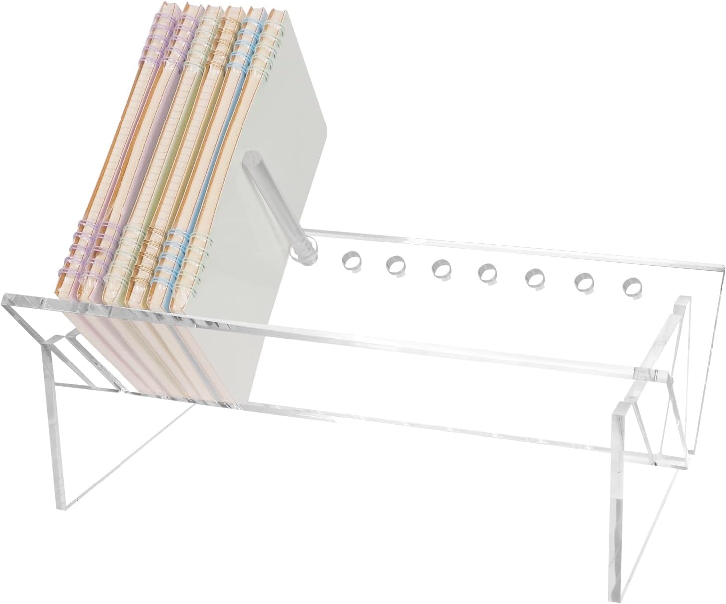 Cutora Acrylic Desktop Bookshelf Clear Mini Bookcase Tiny Tabletop Display Rack for Magazines CDs Manga Books, Storage Organizer Book Holder for