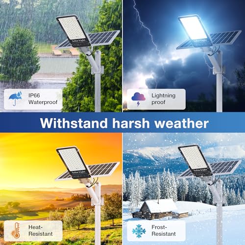 OKPRO 10000W Commercial Split Solar Street Light Outdoor, Solar Lights Outdoor Waterproof for Parking Lot, Dusk to Dawn Solar Flood Light with Remote Control for Yard, Driveway, Road - image 7