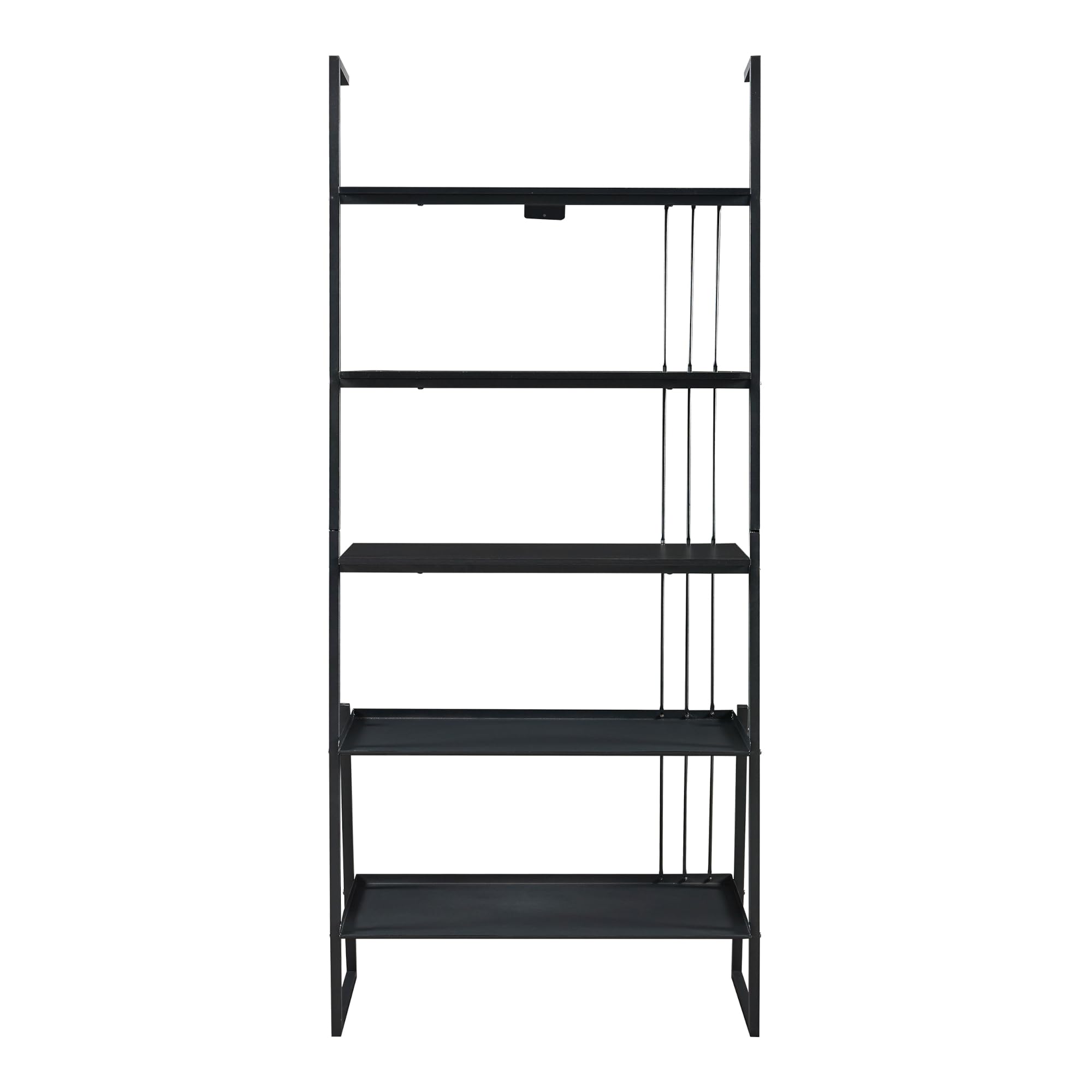 [en.casa] Set di 4 Mobili per Soggiorno Ufficio Composto di Mobile TV 3 Scaffali a Scala Mobili in Stile Industriale - Nero