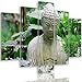 Produktbild Feeby Frames, Leinwandbild, Bilder, Wand Bild - 5 Teile - Wandbilder, Kunstdruck XXL, TypA, 120x250 cm, Buddha, Garten, Blumen, Bonsai, Zen, Bonsai, GRÜN, BEIGE
