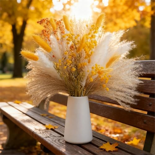Ramo de flores secas DIY amarillo para decoración miniatura 4