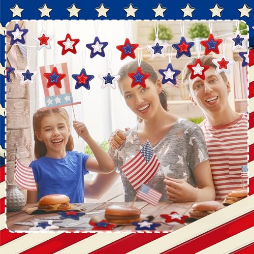 Geelin-18-Pcs-Memorial-Day-Star-Felt-Ornaments-Patriotic-4th-of-July-Hanging-Stars-314-Inch-White-Red-Blue-Independence-Day-Tree-Decorations-for-Memorial-Veteran-Day-Party-DecorClassic-Style Geelin 18 Pcs Memorial Day Star Felt Ornaments Patriotic 4th of July Hanging Stars 314 Inch White Red Blue Independence Day Tree Decorations for Memorial Veteran Day Party DecorClassic Style