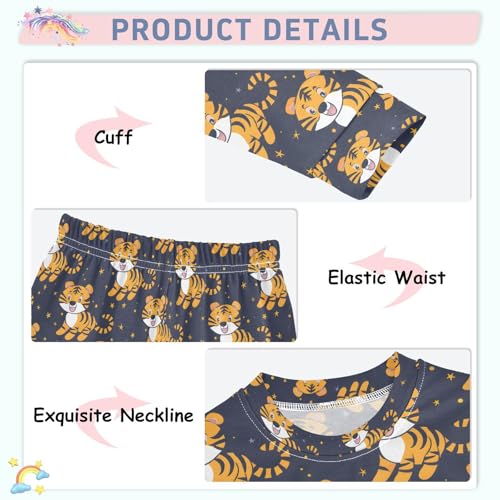 ALAZA Cartoon Tiger Pajamas Long Sleeve Sleepwear 2-Piece Pajama Set4
