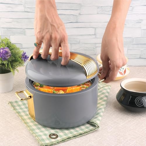 Image of WARMEO Majestic Inner Stainless Steel Casserole 2500ml Grey | PU Insulated | BPA Free | Food Grade | Easy to Carry | Easy to Store | Chapati | Roti | Curd Maker