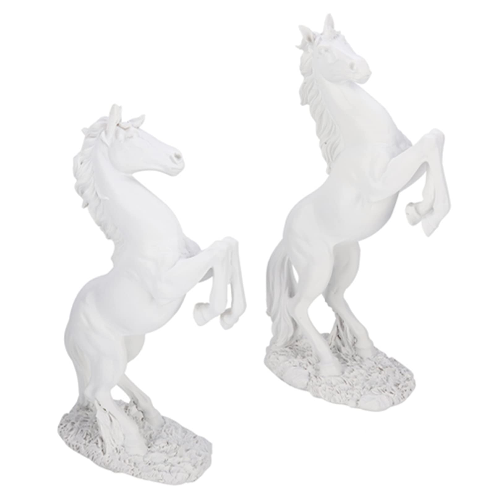 Statua di Cavallo in Piedi, Scultura di Cavallo in Resina Stile Eruope, Decorazione da Scrivania per la Casa, Ornamento per Fotografie(bs-020 bianco)