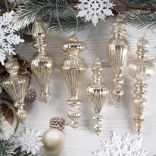 12 Mercury Glass Christmas Tree Decorations