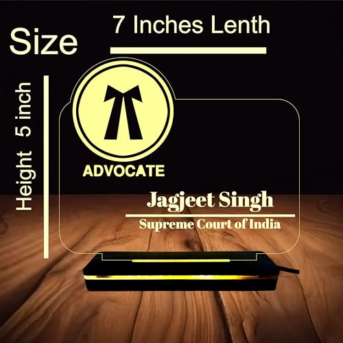 Image of PRINTKART Advocate Name and Designation, Personalised LED Advocate Name Gifts, 3D Illusion Lamp Gift for Advocate, Laser Cut, (Material:- Acrylic Transparent, (Size:- 6 x 4 Inches) (Advocate-1)