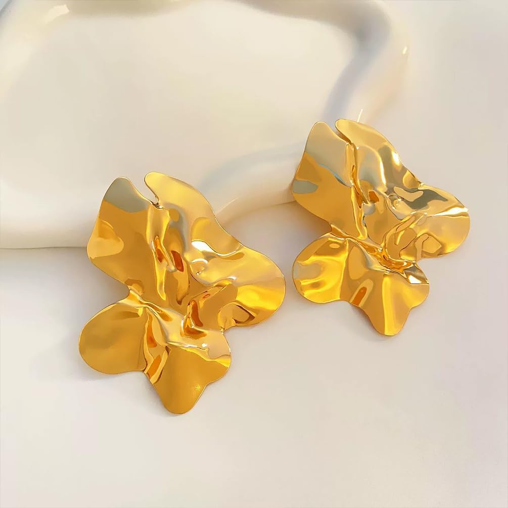 Punk Chunky Gold Silver Large Earring Statement Choker Necklace for Women Trendy Hip Hop Big Irregular Geometric Liquid Metal Collar Jewelry Accessory - Image 6