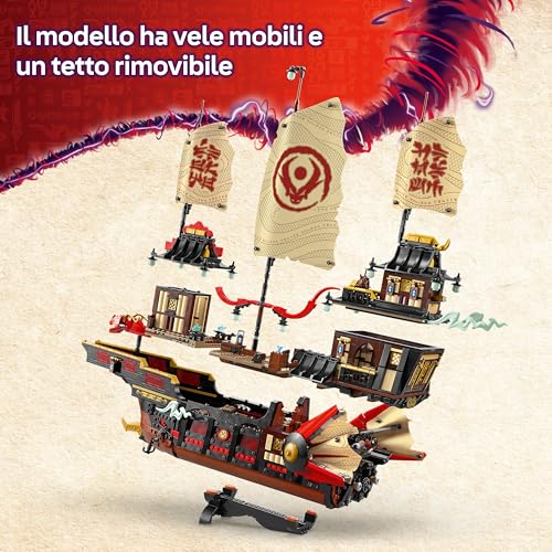 NINJAGO Il Bounty del Tempio - Barca Giocattolo Interattiva con Vele Mobili e 6 Minifigure tra cui Cole Zane e Nya - Regalo per Bambini da 14 Anni in su Fan di La Rivolta dei Draghi - 71848 - Lego - Immagine 4