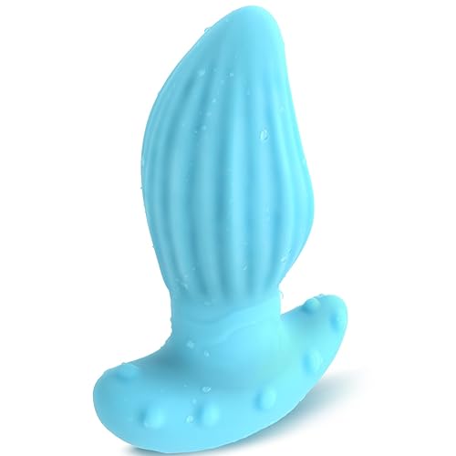 MEBAULT Anal Plug Butt Plug with Safe T-Shaped Base Blue Silicone Prostate Massager Dilator Sex Toy for Women Men Masturbation (L) - Blue - L: 6.88 x 2.55 Inch