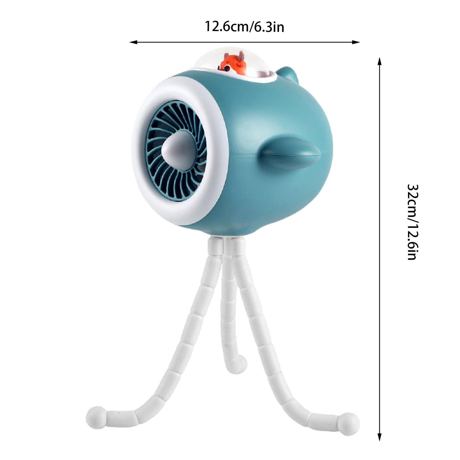 Genérico Ventilatore portatile per passeggino, luce LED girevole, ventilatore da scrivania portatile, per bambini, adulti, viaggi, spiaggia, campeggio, casa, passeggiate quotidiane, shopping, estate