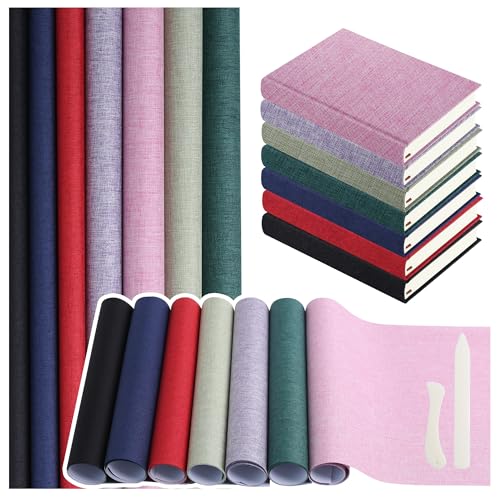 7 Colors Book Cloth for Book Binding 17x35.4 inches Fabric Surface Paper Backed Book Binding Materials for Adult DIY Book Album Cover Scrapbooking Craft Supplies Home