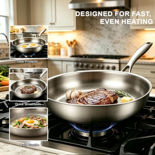 12-Inch Titanium Pro Pan Hammered Frying Pan with Lid - image 2