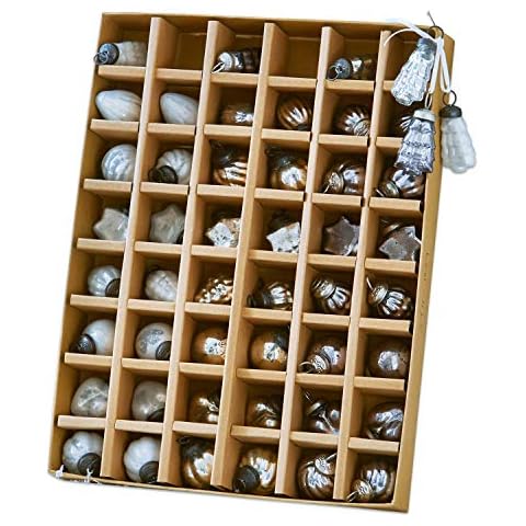 LOBERON® Weihnachtsschmuck 48er Set Lyla, Weihnachtskugeln, Edelstahl, Glas, Haken Cover